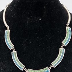 Vintage 1970's Turquoise and Lapis Lazuli Sterling silver necklace