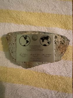 Apollo 17 Commemorative Plaque with Rock