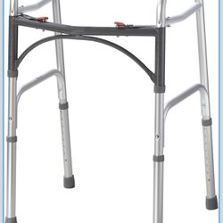 Drive Medical 2-Button Standard Foldable Walker for Seniors & Adults - Adjustable Legs - Lightweight Aluminum Construction - 350 Lb Weight Capacity - 