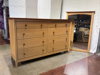 NADEAU Made in Canada 2-Tone Blonde Dresser & Mirror