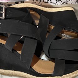 Women Wedge Sandals Black 