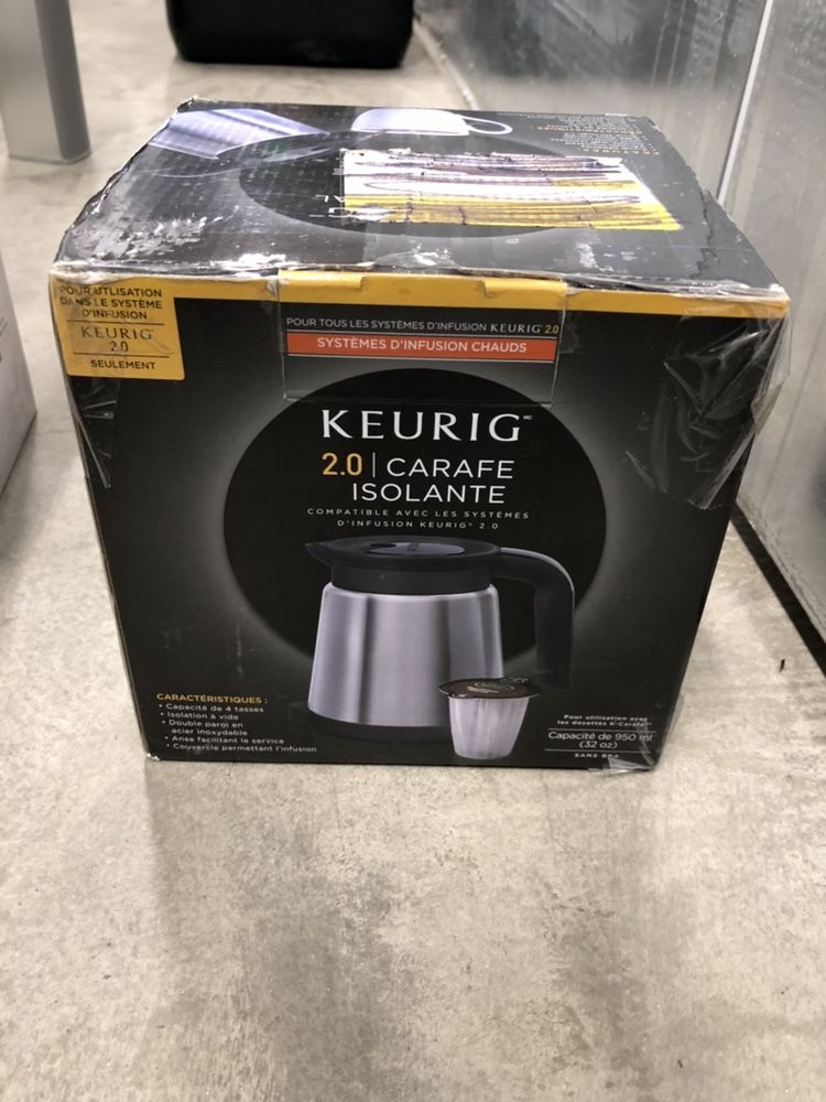 Keurig insulated carafe stainless steel is designed for the 2.0 but is awesome unopened in the box