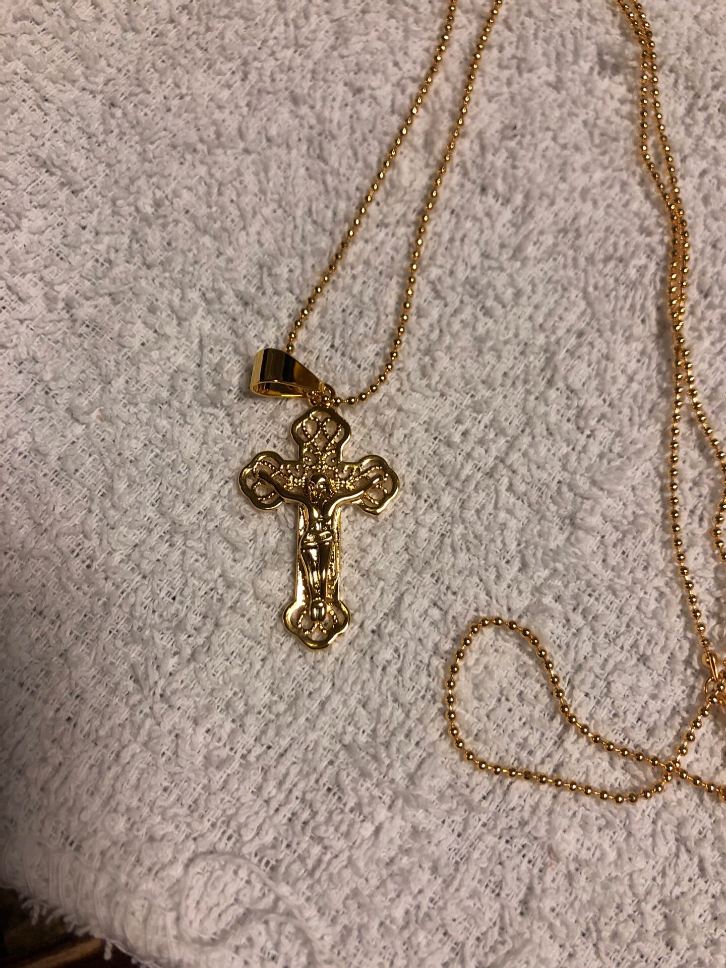18k gold filled Jesus cross necklace
