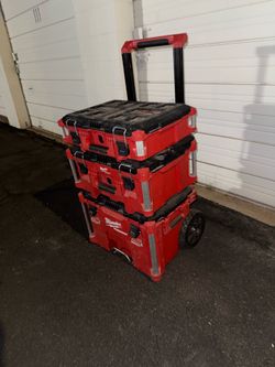 Milwaukee PACKOUT 3-Piece Rolling Tool Box System - Complete Tower with 7 Internal Trays