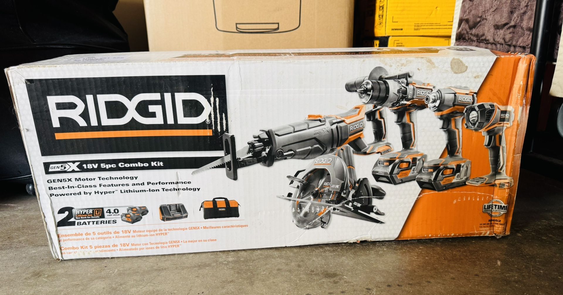 New Ridgid 18v 5pc Combo kit NIB R9652