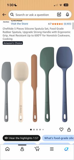 ChefAide 5-Piece Silicone Spatula Set