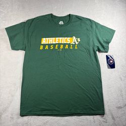 Majestic Oakland Athletics Baseball Men’s L Green T-Shirt MLB A's NWT #6A