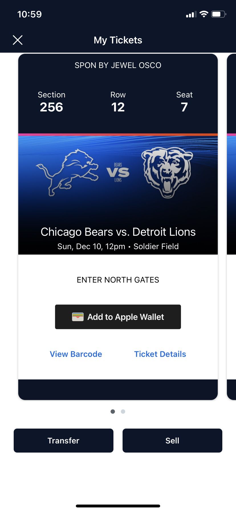 Chicago Bears Vrs Detroit Lions Tickets