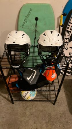 White Lacrosse Helmets with Face Cage – Set of 2