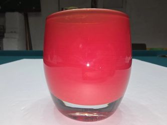 Glassbaby Red Orange Hand-Blown Art Glass Votive Candle Holder, Pre-Triskelion