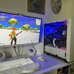 White Gaming Pc Computer Desktop RX 580 / Ryzen 7 2700X