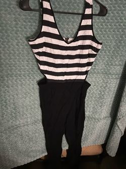 Black and White Striped Jumpsuit