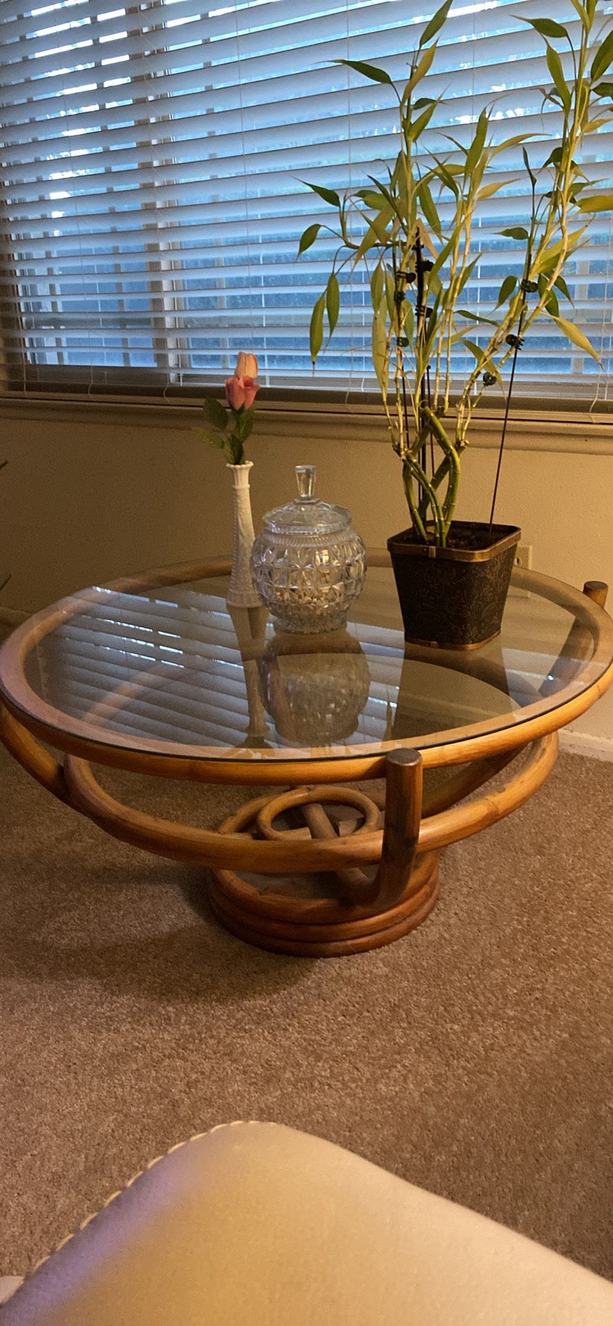 Coffee Table-glass Top Wood Bottom