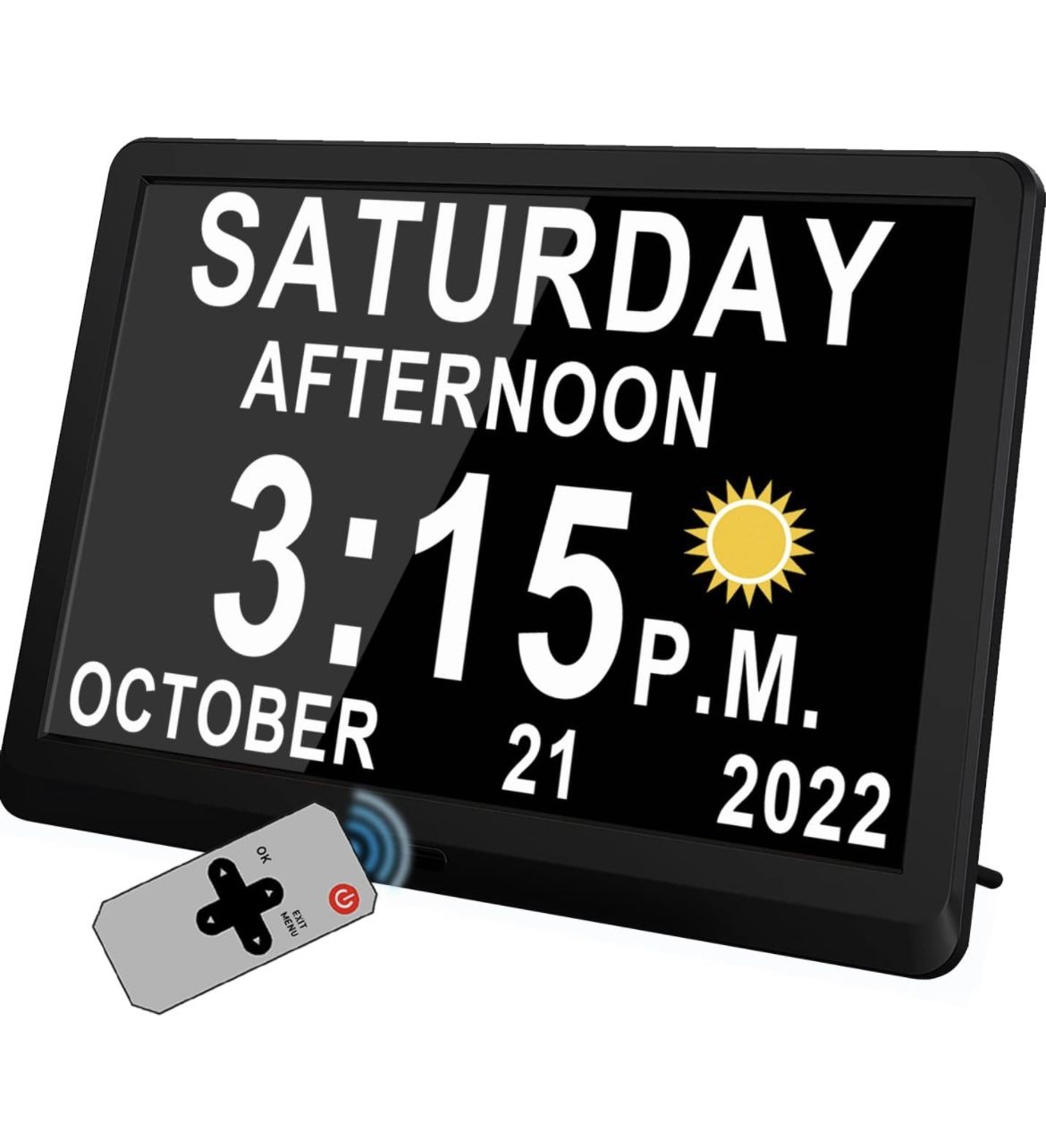 Ultra Large Digital Clock with 19 Alarms & Custom Reminders, Auto DST & Dimming Clock for Wall and Table, Calendar Clock for Seniors Vision Impaired M