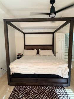 Canopy King Bed Frame with 2 box springs