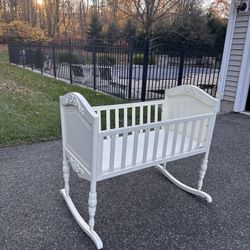 Vintage-Style Wooden Rocking Cradle