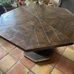 Solid Wood Octagon Table With Extra Board And Custom Made Table Pads
