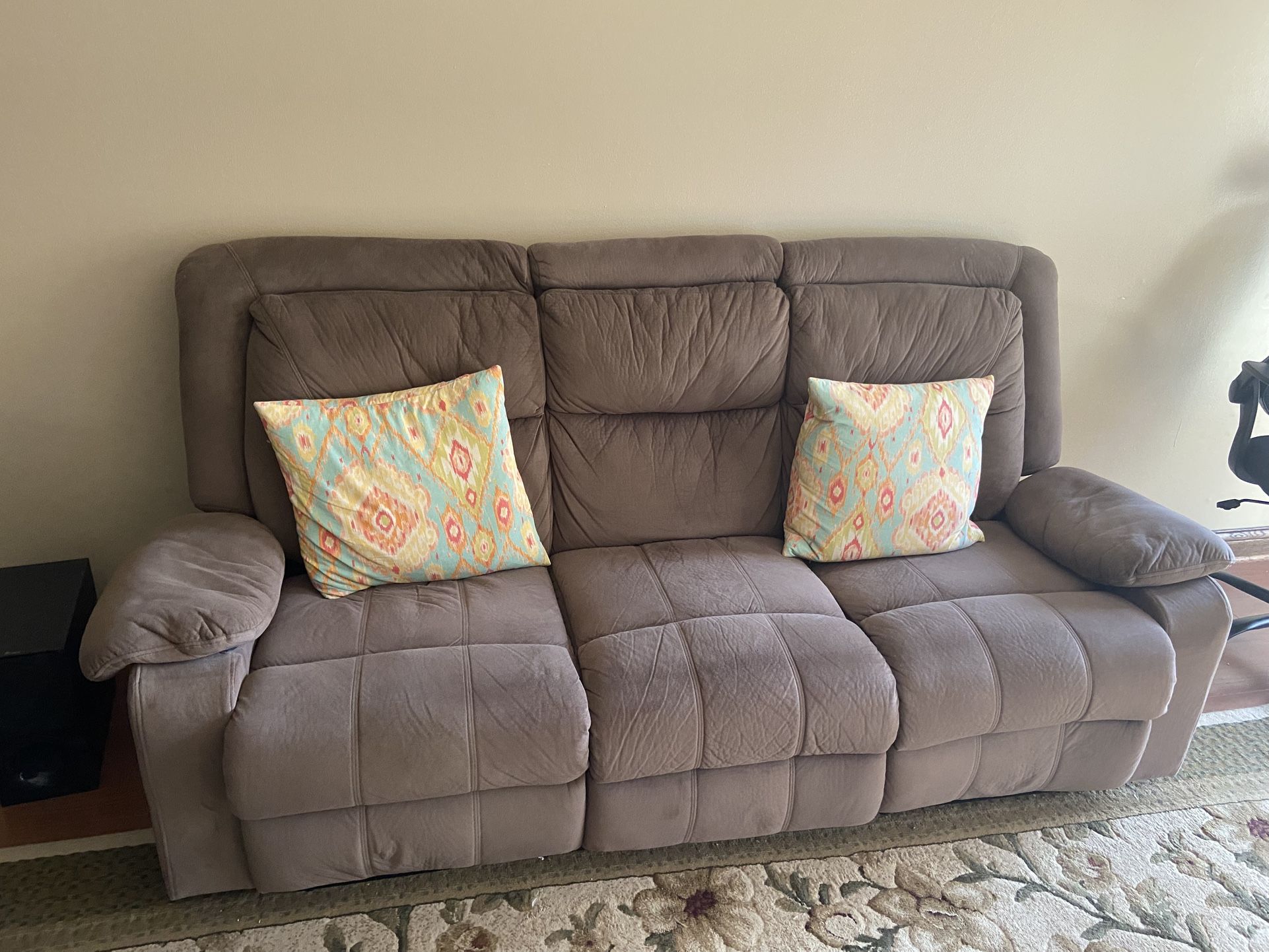 Beige  Plush Two Corner Recliner Sofa