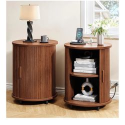 Round End Table with Charging Station
