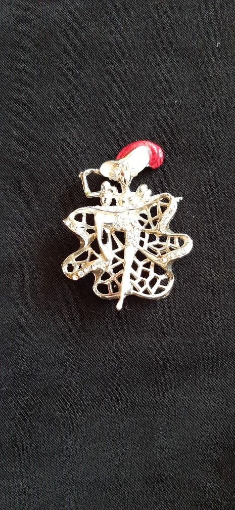 Vintage Mardi Gras Can-Can Dancing Girl Brooch 