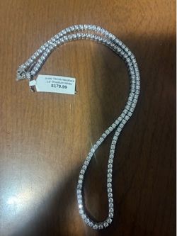 3mm Rhodium white gold tennis necklace 18”