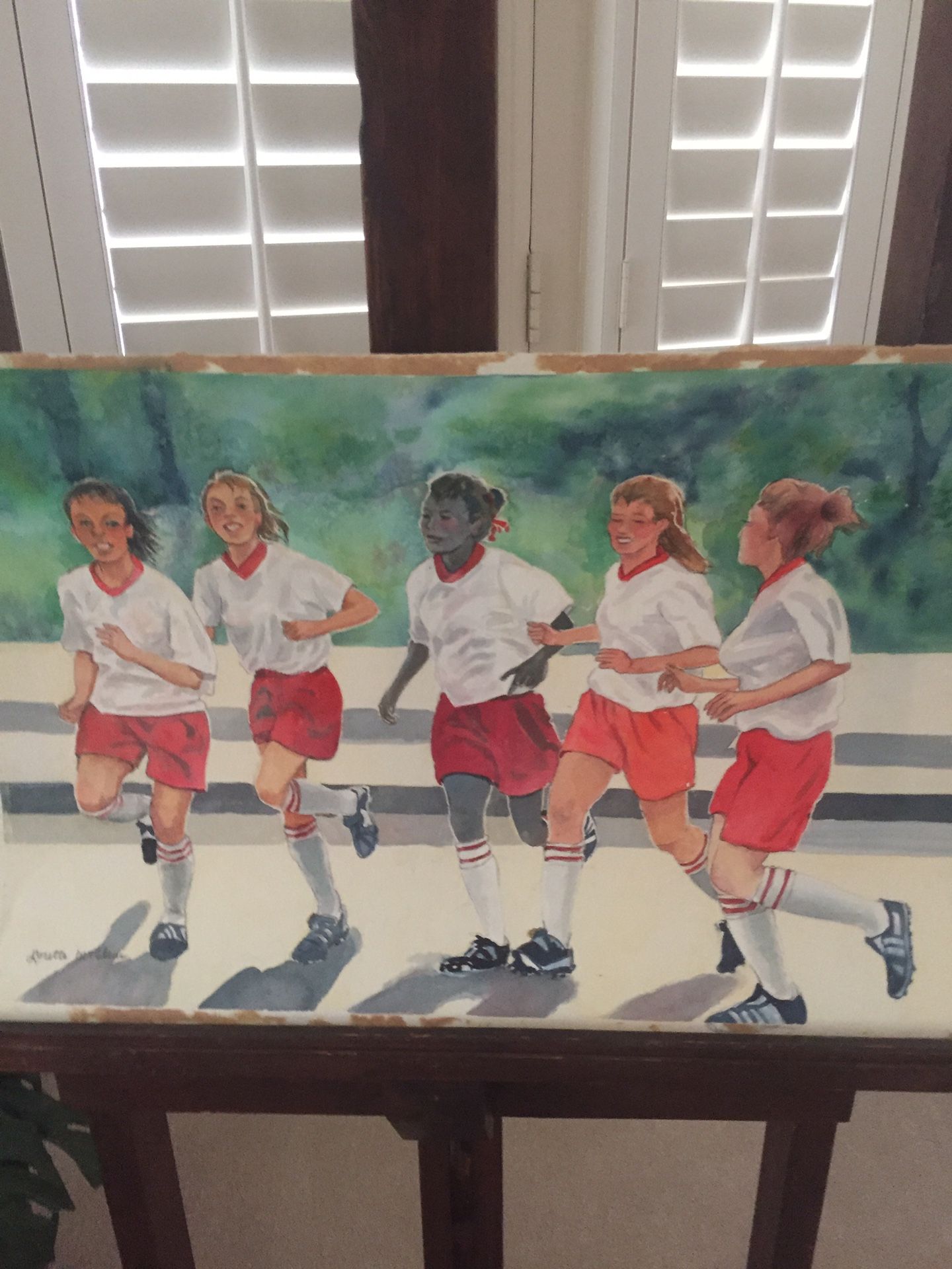 “Soccer Team” original watercolor painting