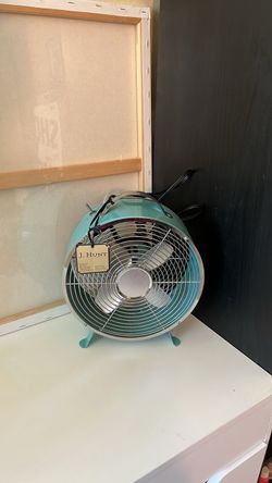J. Hunt Home Retro Metal Personal Desk Fan – Teal / Mint (Brand New)