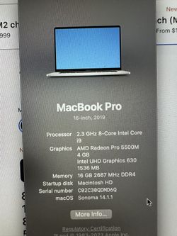macbook pro 8 core intel i9