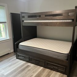 Dark Wood Bunk Bed with Storage