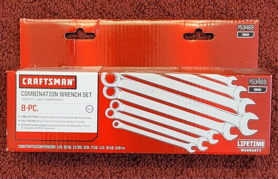 Craftsman 8-Piece Standard 12 Point Combination Wrench Set