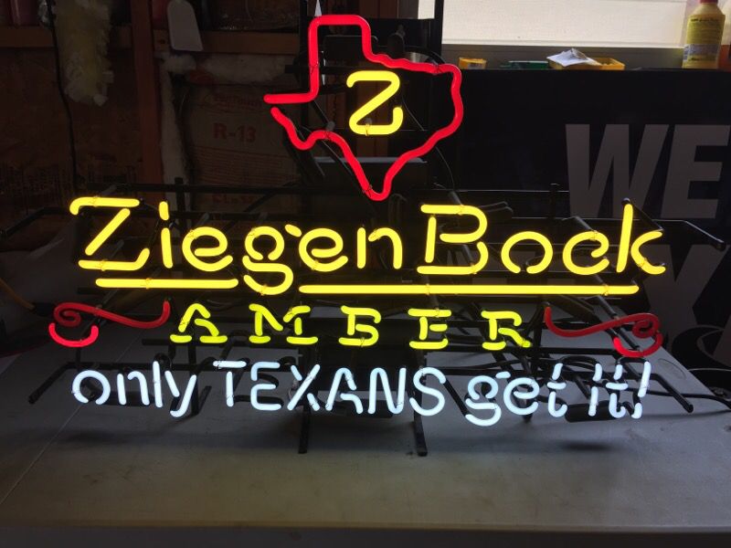 Ziegenbock Texas only beer neon sign budlight bud made