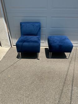 Chair and Ottoman Suede & Acrylic