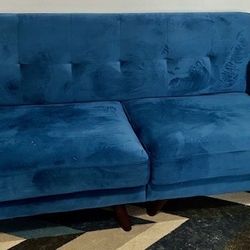 Blue Velvet Loveseat Sofa