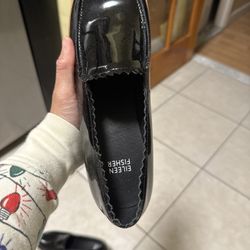 Eileen Fisher Black Patent Leather Loafers