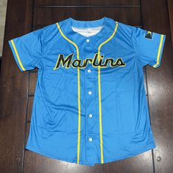 MIAMI MARLINS JERSEY BAHAMA HERITAGE NIGHT ADULT SIZE XL BLUE MLB BASEBALL