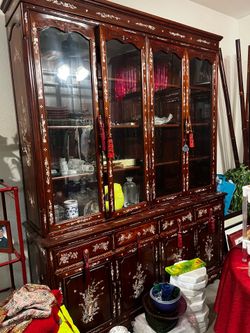 11 Piece Vintage Chinese Rosewood Dining/Living Room Mother-of-Pearl set
