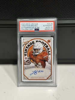 JONATHON BROOKS 2023 ONYX VINTAGE FOOTBALL ROOKIE CARD ON CARD AUTO
