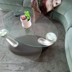 Custom-Made Dual-Swivel Glass Top Coffee Table