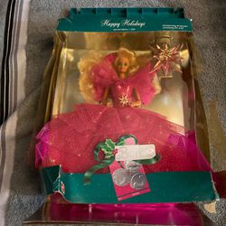 Happy holiday Barbie with box damage