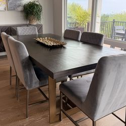 Contemporary Rectangular Dinning Table with Metal Base