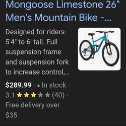 26" Mongoose Mountain Bike Brand New