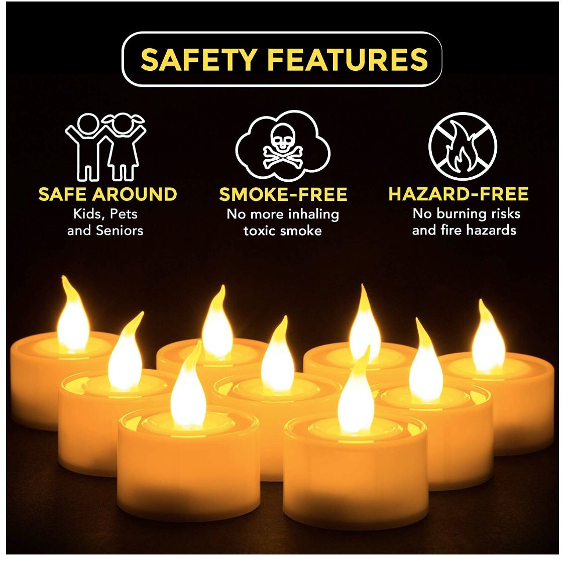 2 sets of Flameless LED Tealight Candles - Battery Operated Tea Lights with Electric Flickering Flame for Romantic Wedding Decorations, Gift, Indoor