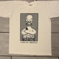 Vintage Homer The Simpsons Couch Potato Shirt Cancun Mexico Size Large