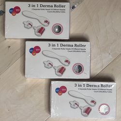 3 PACK! 3-in-1 Micro Needle Derma Roller Kits For Face & Body .5mm/1.0mm/ 1.5mm