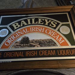 Vintage Framed Baileys Irish Cream Mirrored Sign 
