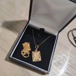 14k Necklace And Earrings 