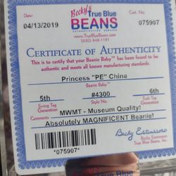 Authenticated Mint With Mint Tags Encapsulated Princess Diana Beanie Baby!!!