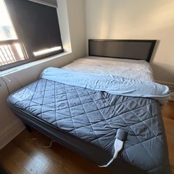 Full Size Matress and bed Frame + Hearing Matress Cover