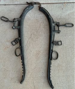 Set of black metal horse hames Pat. Canada 1918