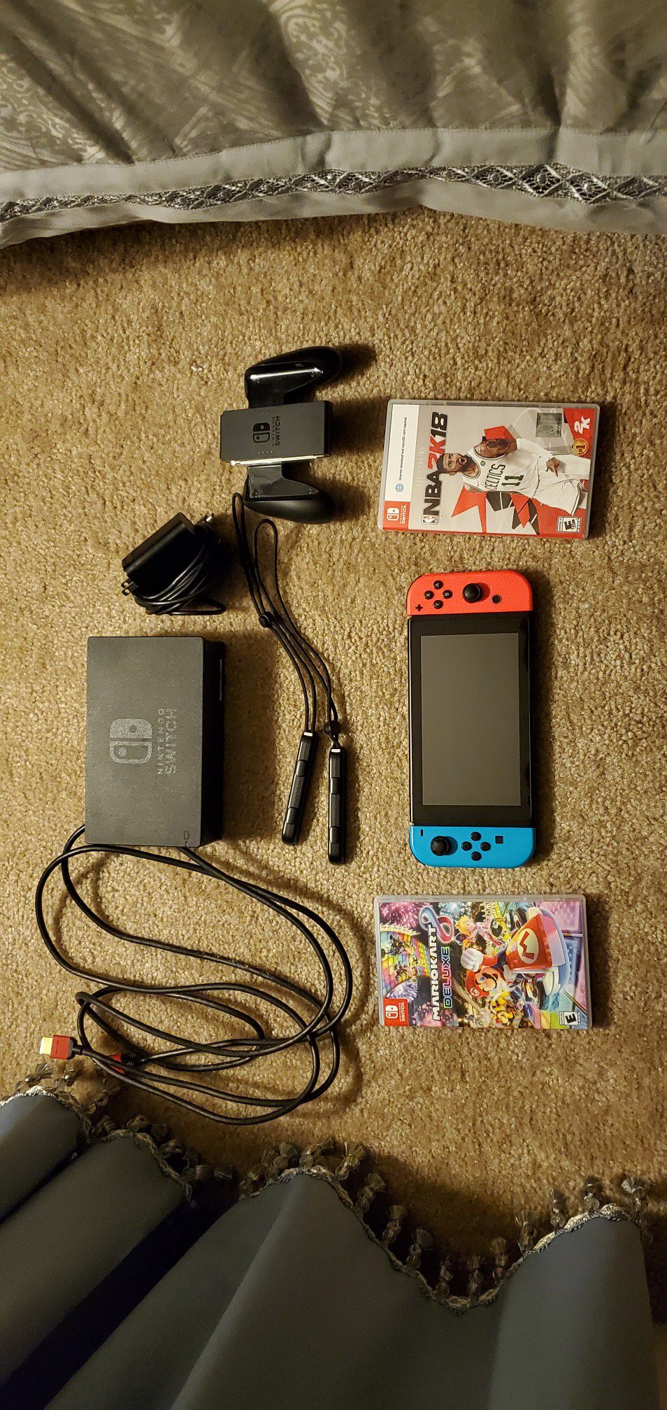 Nintendo Switch with Mario Kart and NBA 2k18 (has some issues)